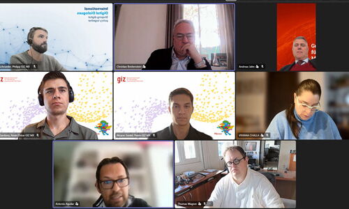 A screenshot of a virtual meeting showing 8 participants